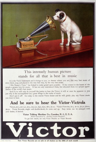 Pubblicità per grammofoni Victor, da 